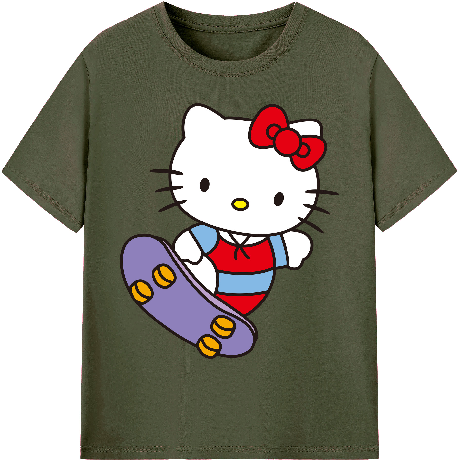 （画像用） Hello Kitty ハローキティ 綿100％ メンズ半袖Tシャツ｜肌触りやわらか＆通気性